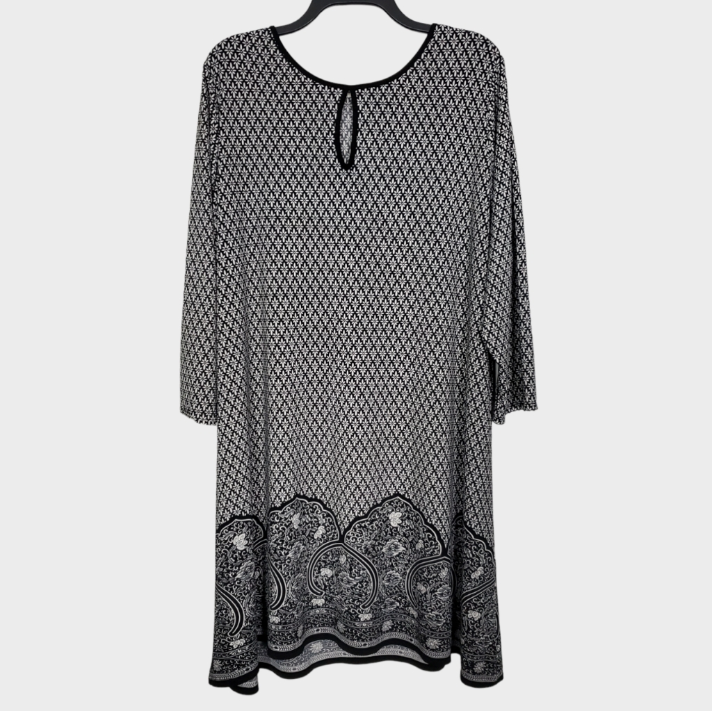 Max Studio Black & White Floral Paisley Print Tunic Dress Size 2x